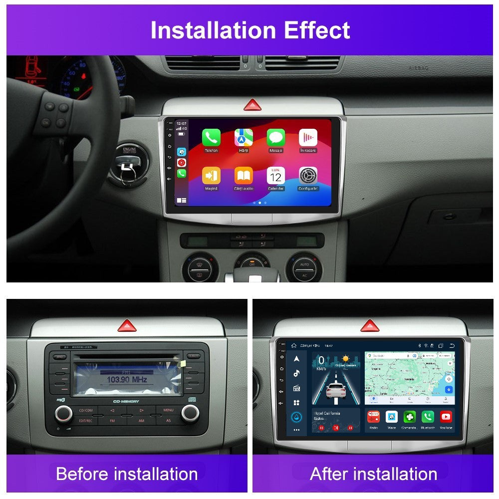 Navigatie dedicata Passat B6, B7, CC cu Android 14, 8 GB RAM 128 GB ROM, OCTA-CORE 2.0Mhz, Carplay si Android auto, Slot SIM 4G, ventilator de racire activ, ecran 10 inch HD