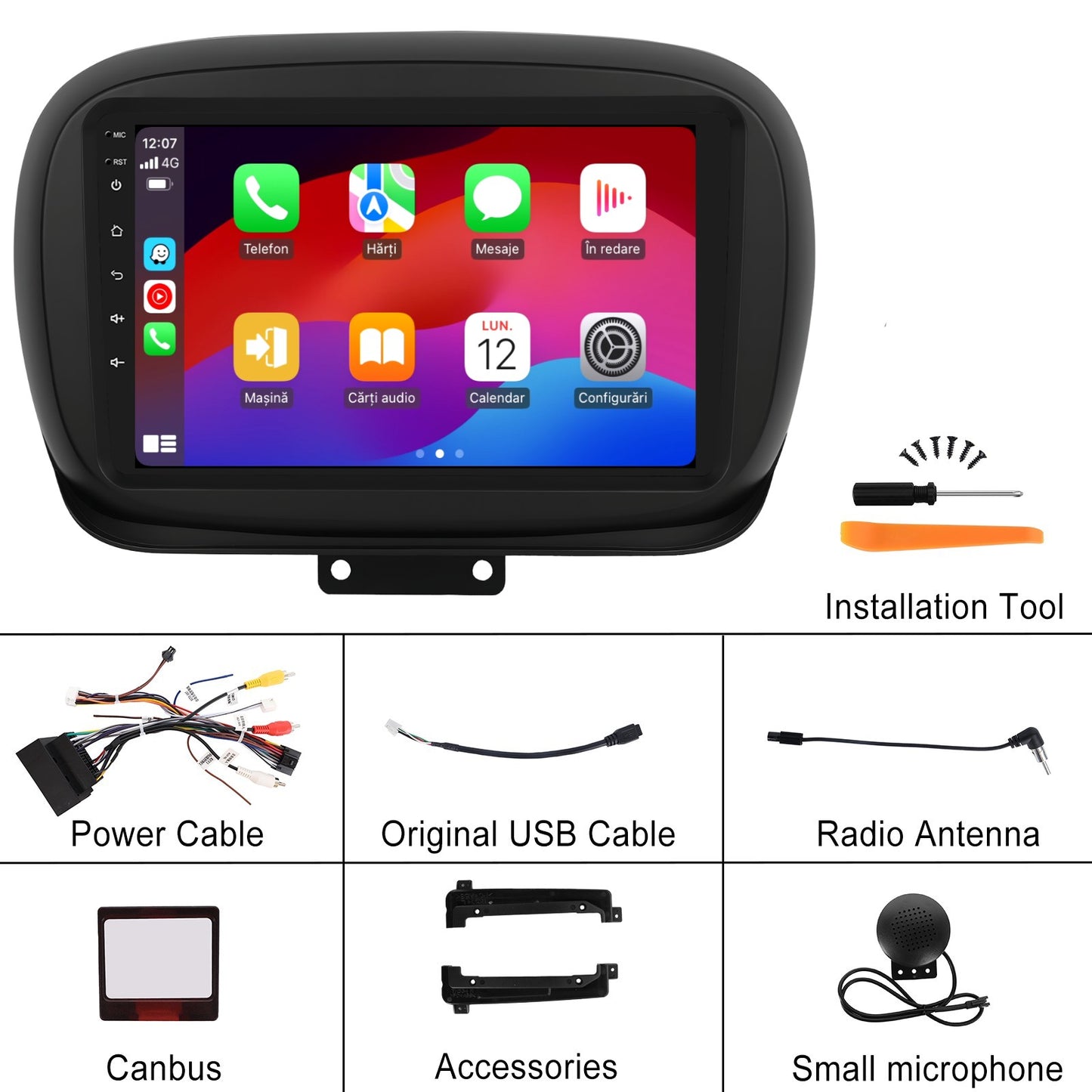 Navigatie dedicata Fiat 500X (2014-2020) 2GB RAM 32GB ROM, Android 14, Carplay si Android Auto, cooler racire, ecran HD 9 inch