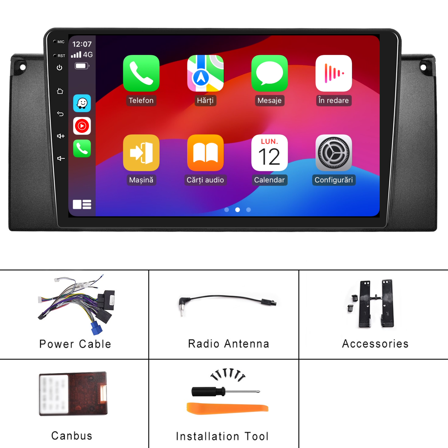 Navigatie dedicata BMW E53 (1999-2005) cu Android 14, 4 GB RAM 64 GB ROM, OCTA-CORE, Carplay si Android auto, Slot SIM 4G, ventilator de racire activ, ecran 9 inch HD