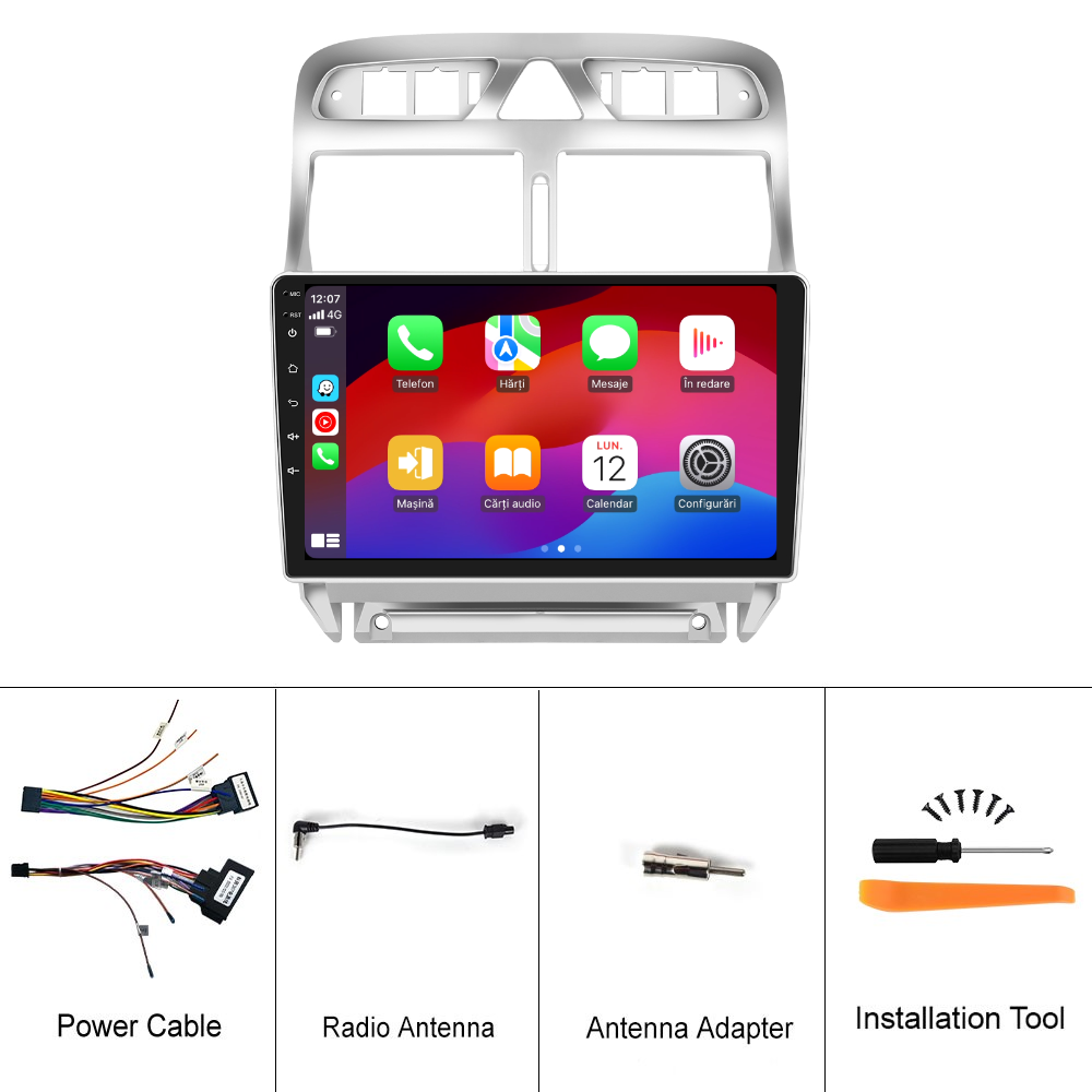 Navigatie dedicata Peugeot 307 (2007-2013) 2GB RAM 32GB ROM, Android 14, Carplay si Android Auto, cooler racire, ecran HD 9 inch