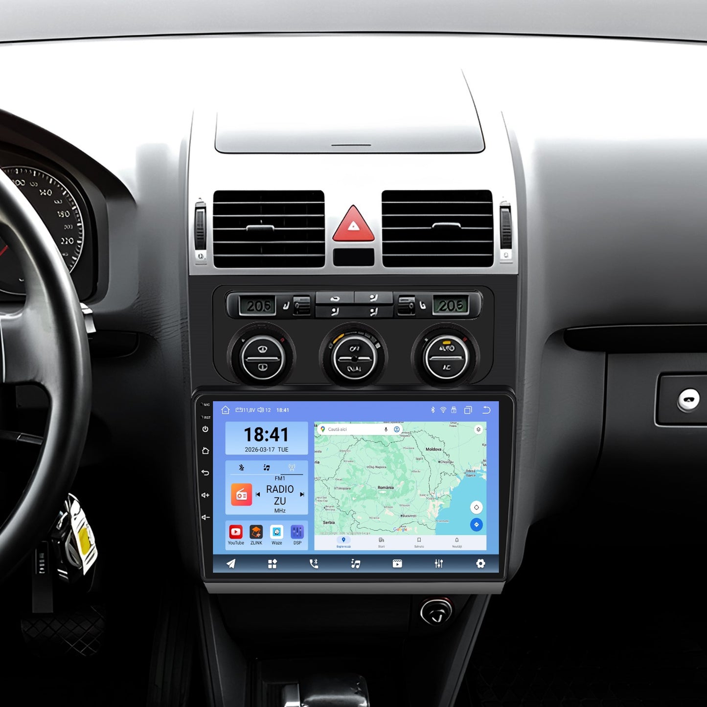 Navigatie dedicata Volkswagen Touran (2004-2008) cu Android 14, 4 GB RAM 64 GB ROM, OCTA-CORE, Carplay si Android auto, Slot SIM 4G, ventilator de racire activ, ecran 10 inch HD
