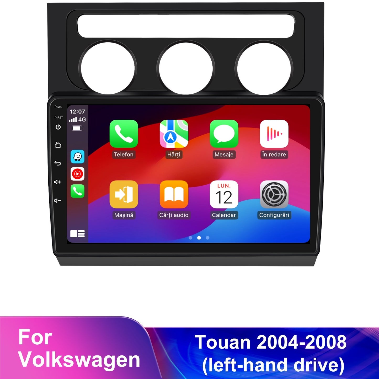 Navigatie dedicata Volkswagen Touran (2004-2008) cu Android 14, 8 GB RAM 128 GB ROM, OCTA-CORE 2.0Mhz, Carplay si Android auto, Slot SIM 4G, ventilator de racire activ, ecran 10 inch HD