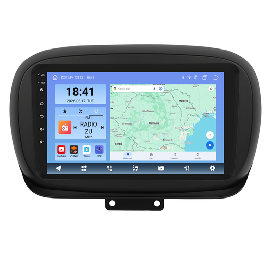 Navigatie dedicata Fiat 500X (2014-2020) cu Android 14, 8 GB RAM 128 GB ROM, OCTA-CORE 2.0Mhz, Carplay si Android auto, Slot SIM 4G, ventilator de racire activ, ecran 9 inch HD