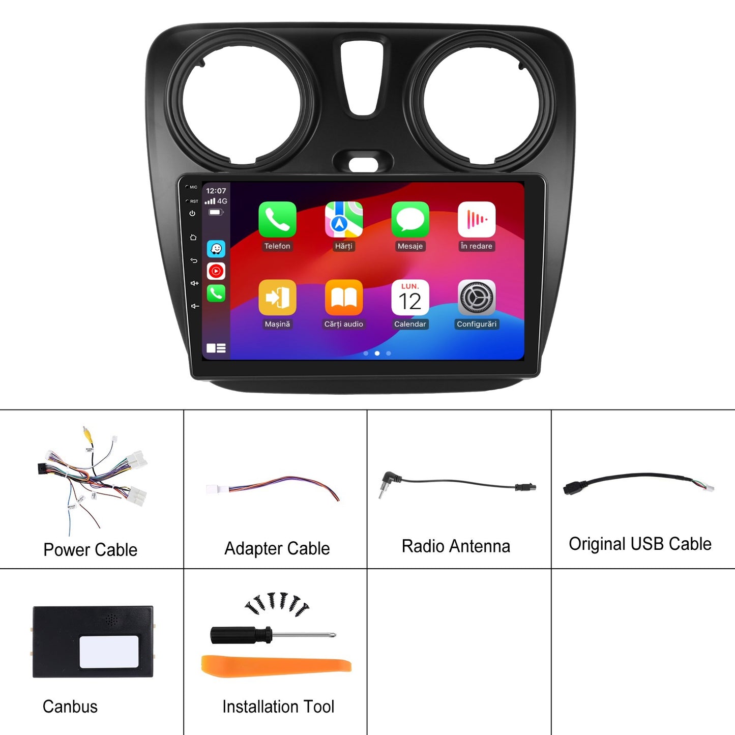 Navigatie dedicata Dacia Lodgy (2012-2021) 2GB RAM 32GB ROM, Android 14, Carplay si Android Auto, cooler racire, ecran HD 9 inch