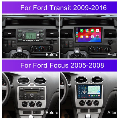 Navigatie dedicata Ford Transit (2009-2016)/ Ford Focus (2005-2008) cu Android 14, 4 GB RAM 64 GB ROM, OCTA-CORE, Carplay si Android auto, Slot SIM 4G, ventilator de racire activ, ecran 9 inch HD