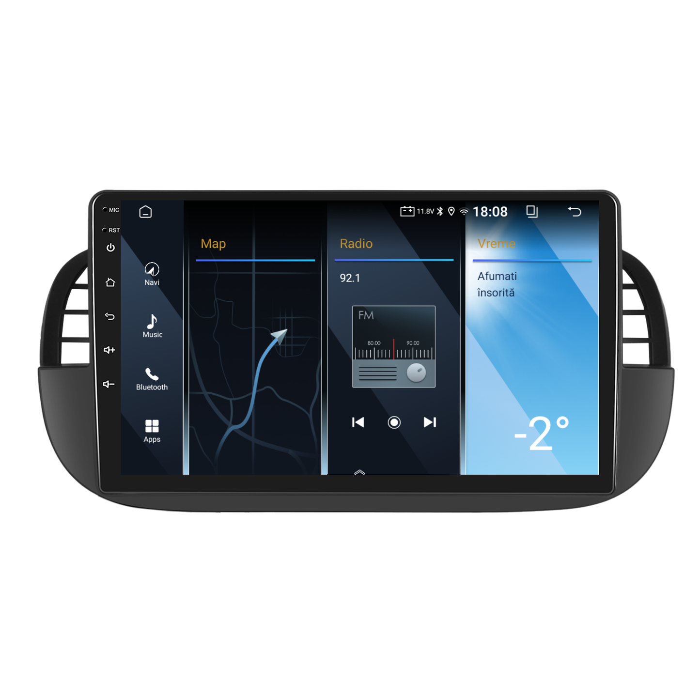 Navigatie dedicata FIAT 500 (2007-2015) 2GB RAM 32GB ROM, Android 14, Carplay si Android Auto, cooler racire, ecran HD 9 inch