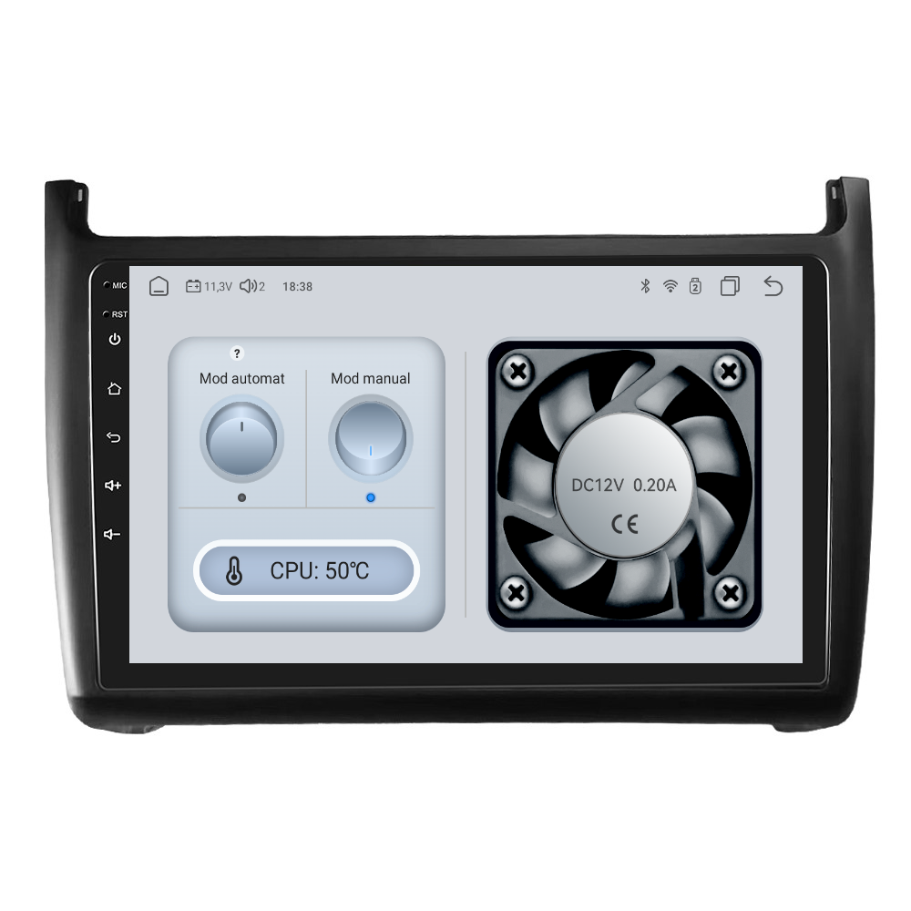 Navigatie dedicata VW POLO (2011-2016) Android 14, 8 GB RAM 128 GB ROM, OCTA-CORE 2.0Mhz, Carplay si Android auto, Slot SIM 4G, ventilator de racire activ, ecran 9 inch HD