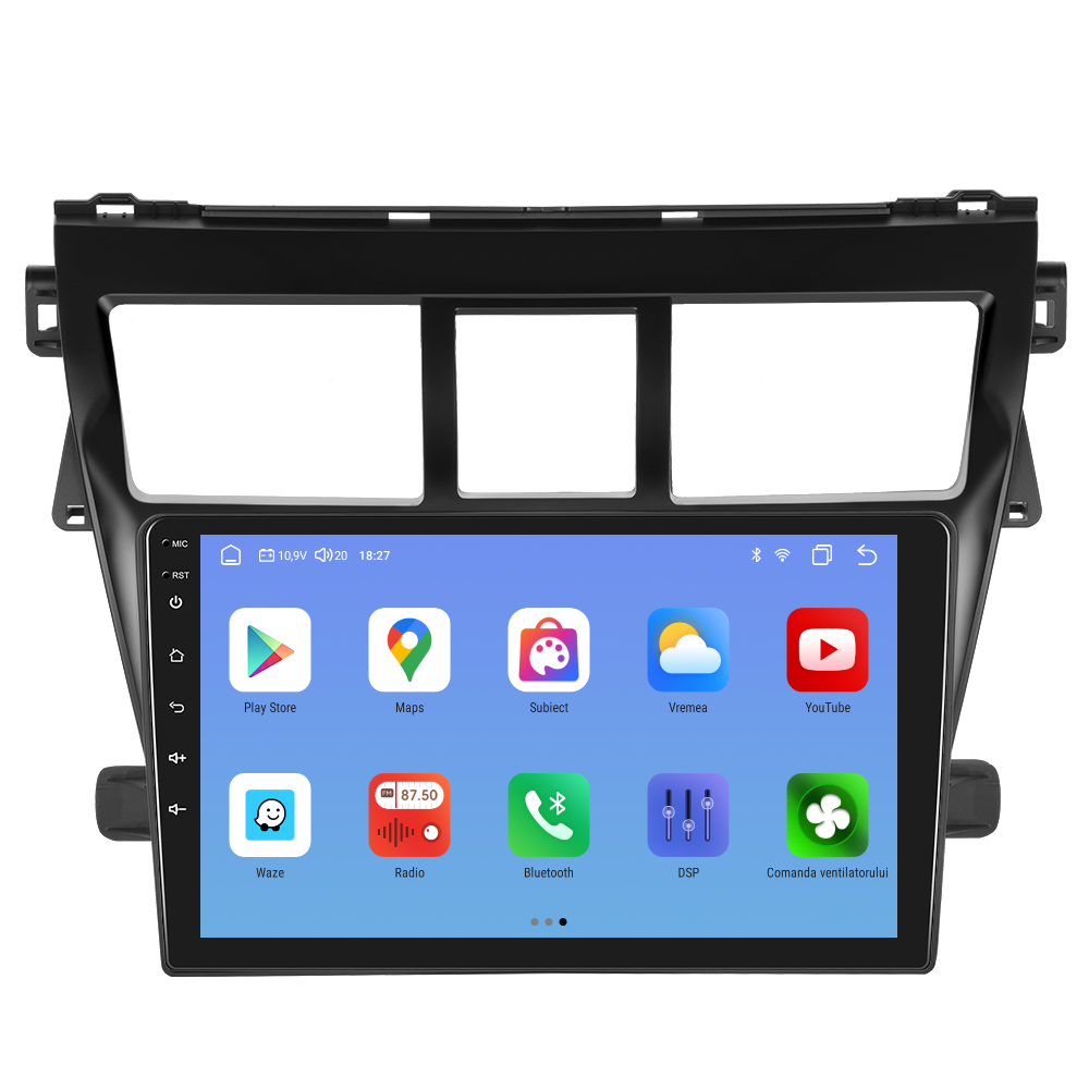 Navigatie dedicata Toyota Yaris (2007-2012) cu Android 14, 4 GB RAM 64 GB ROM, OCTA-CORE, Carplay si Android auto, Slot SIM 4G, ventilator de racire activ, ecran 9 inch HD