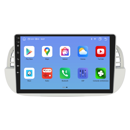 Navigatie dedicata FIAT 500 (2007-2015) Android 14, 8 GB RAM 128 GB ROM, OCTA-CORE 2.0Mhz, Carplay si Android auto, Slot SIM 4G, ventilator de racire activ, ecran 9 inch HD