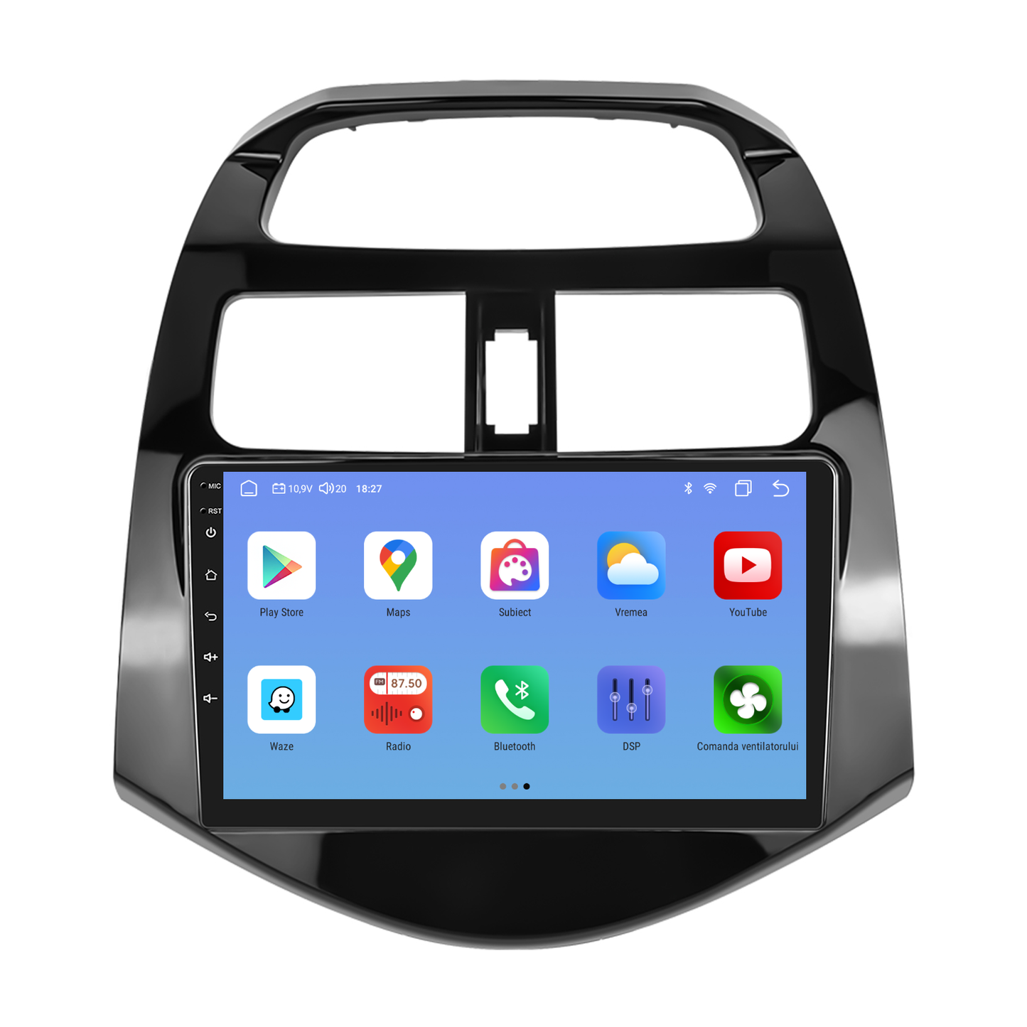 Navigatie dedicata Chevrolet Spark (2011-2014) cu Android 14, 4 GB RAM 64 GB ROM, OCTA-CORE, Carplay si Android auto, Slot SIM 4G, ventilator de racire activ, ecran 9 inch HD