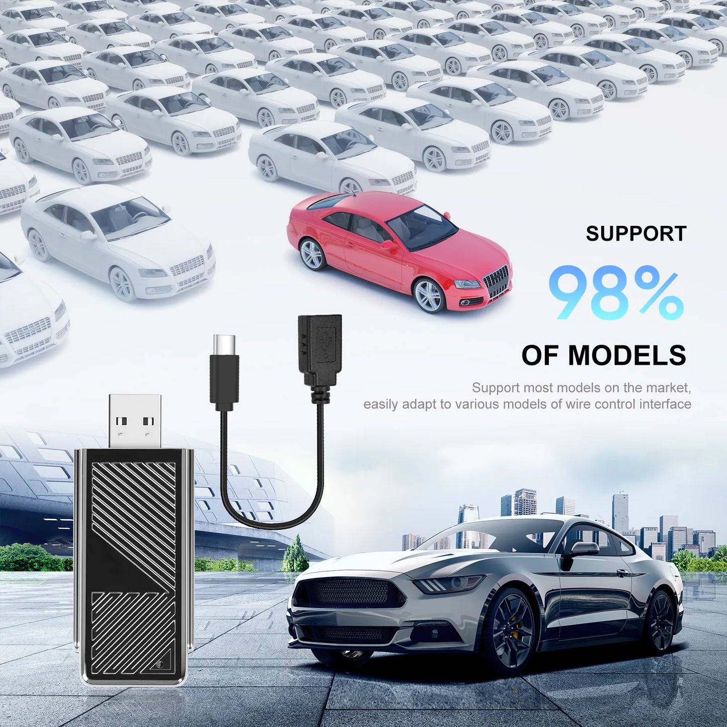 Adaptor Carplay si Andorid auto, transforma conexiune USB in conexiune WIFI, compatibil cu peste 98% modele auto
