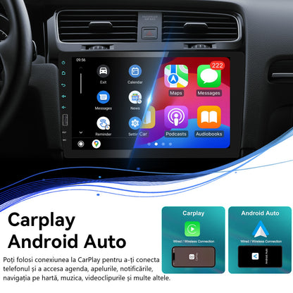 Player auto MP5, Universal 1DIN cu Carplay si Android auto, Bluetooth, USB ecran cu touchscreen 9 inch