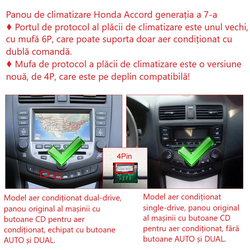 Navigatie dedicata Honda Accord (2003-2007) 2GB RAM 32GB ROM, Android 14, Carplay si Android Auto, cooler racire, ecran HD 10.1 inch