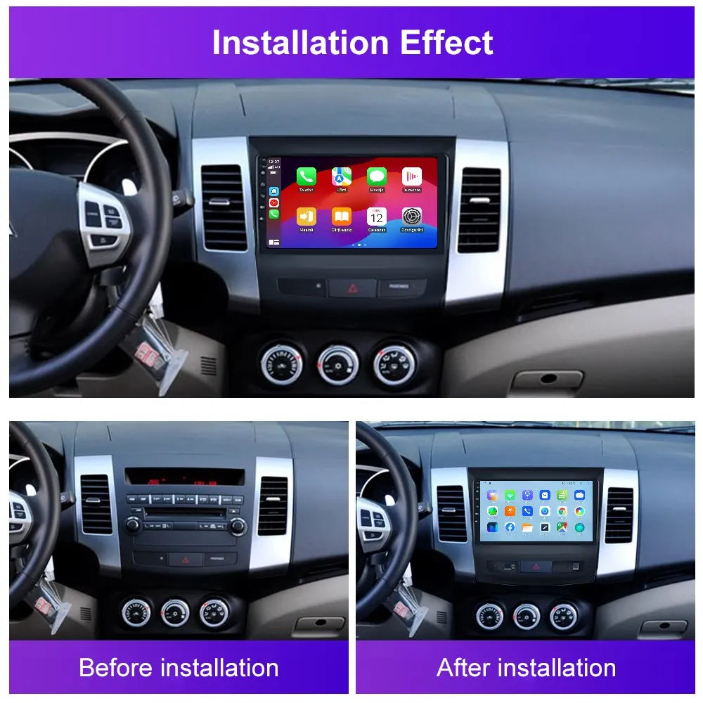 Navigatie dedicata Mitsubishi Outlander (2008-2015) 2GB RAM 32GB ROM, Android 14, Carplay si Android Auto, cooler racire, ecran HD 9 inch