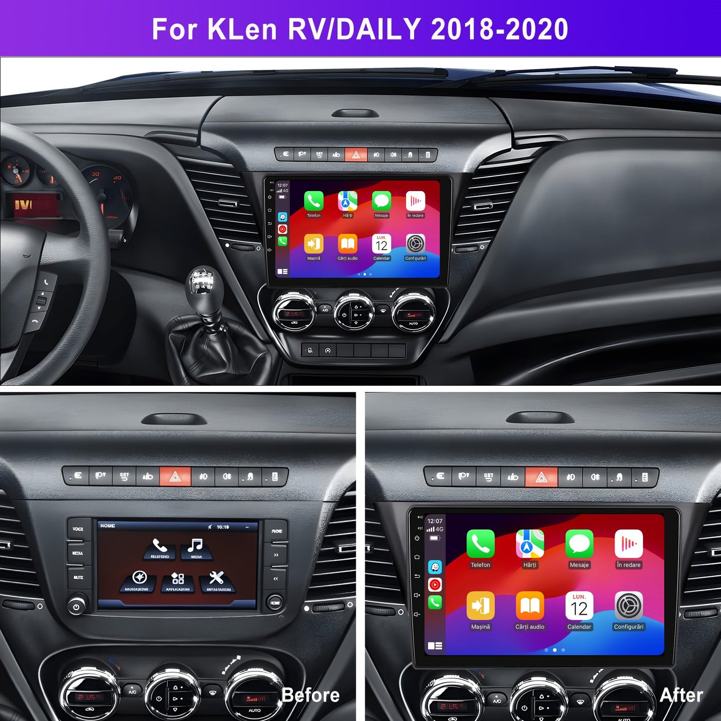 Navigatie dedicata IVECO DAILY (2018-2020) cu Android 14, 4 GB RAM 64 GB ROM, OCTA-CORE, Carplay si Android auto, Slot SIM 4G, ventilator de racire activ, ecran 10 inch HD