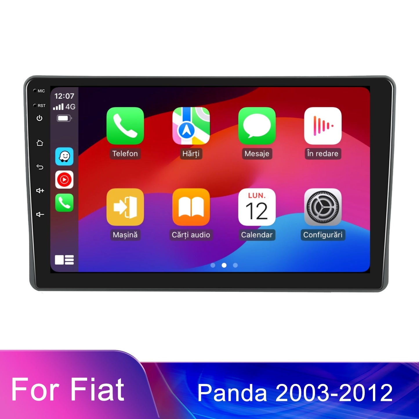 Navigatie dedicata Fiat Panda (2003-2012) cu Android 14, 4 GB RAM 64 GB ROM, OCTA-CORE, Carplay si Android auto, Slot SIM 4G, ventilator de racire activ, ecran 9 inch HD