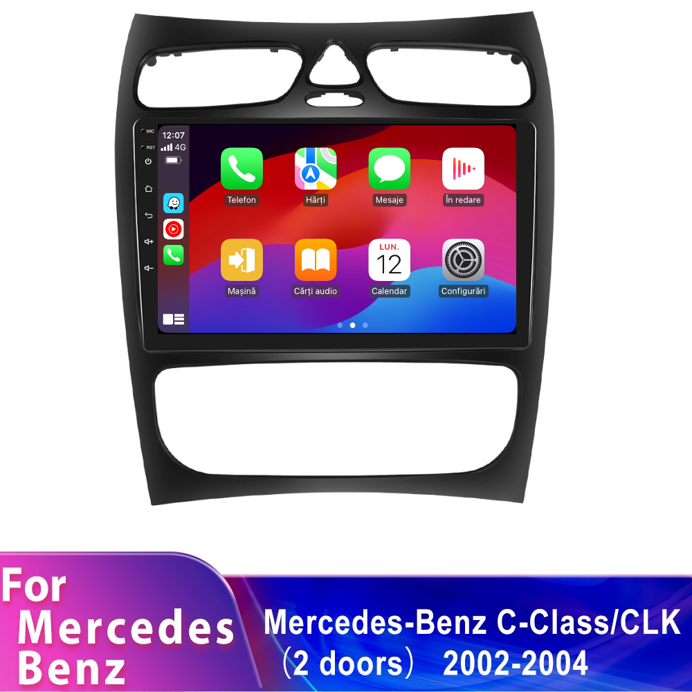 Navigatie dedicata Mercedes Benz C-Class/CLK (2002-2004) 2GB RAM 32GB ROM, Android 14, Carplay si Android Auto, cooler racire, ecran HD 9 inch