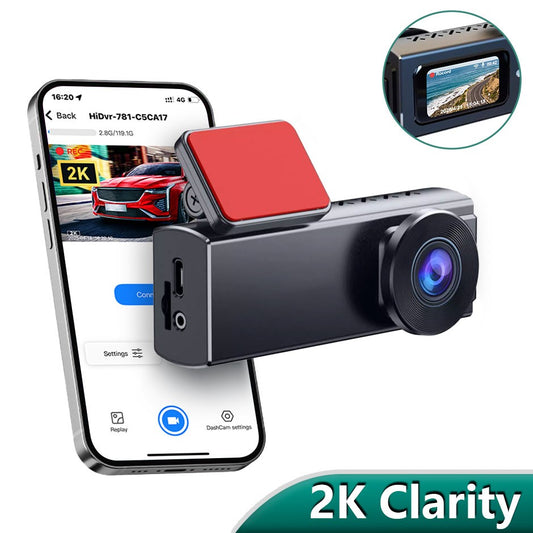Cameră de Bord Ultra HD 2K cu WiFi Inteligent 5GHz, Unghi Panoramic 170° și Tehnologie WDR pentru Noapte