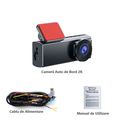 Cameră de Bord Ultra HD 2K cu WiFi Inteligent 5GHz, Unghi Panoramic 170° și Tehnologie WDR pentru Noapte
