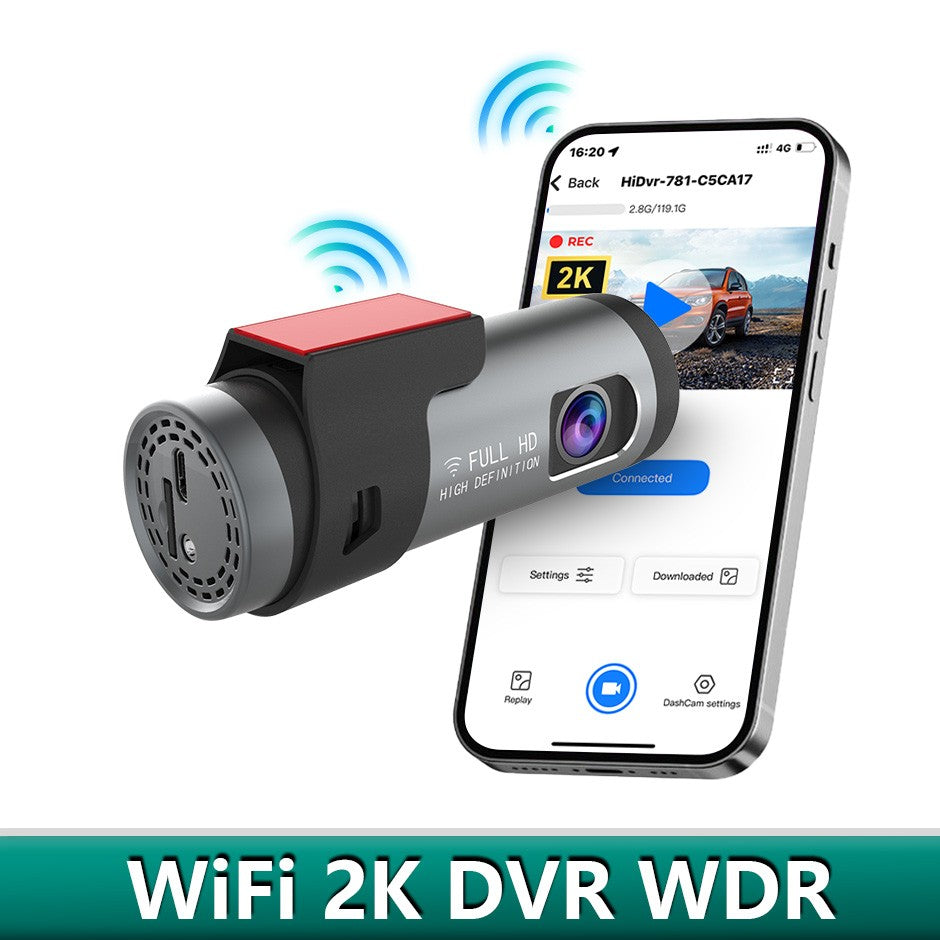 Cameră Auto de Bord DVR Portabilă, Rezoluție 2K Ultra HD, WiFi 5GHz, Unghi 170°, Senzor G, Mod Parcare 24H, Tehnologie WDR pentru Noapte
