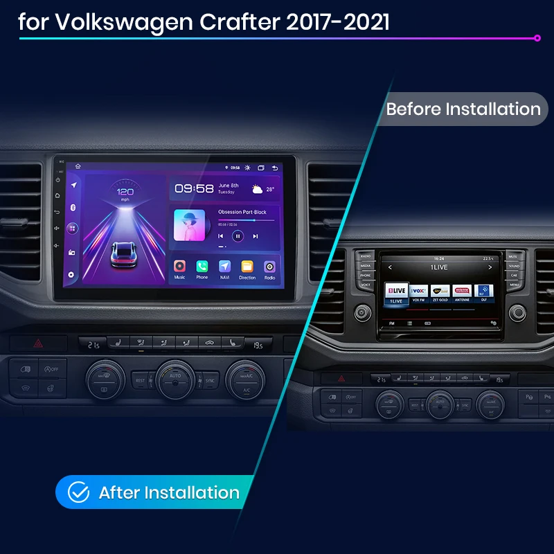 Navigatie dedicata Volkswagen Crafter (2017-2021) cu Android 14, 4 GB RAM 64 GB ROM, OCTA-CORE, Carplay si Android auto, Slot SIM 4G, ventilator de racire activ, ecran 9 inch HD