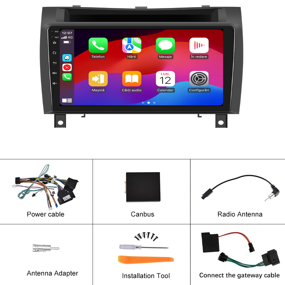 Navigatie dedicata Mercedes-Benz SLK (2010) cu Android 14, 4 GB RAM 64 GB ROM, OCTA-CORE, Carplay si Android auto, Slot SIM 4G, ventilator de racire activ, ecran 9 inch HD