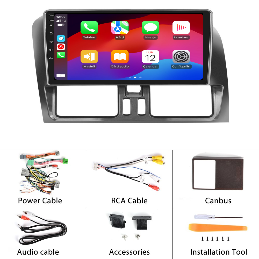 Navigatie dedicata VOLVO XC60 (2008-2013) cu Android 14, 4 GB RAM 64 GB ROM, OCTA-CORE, Carplay si Android auto, Slot SIM 4G, ventilator de racire activ, ecran 9 inch HD