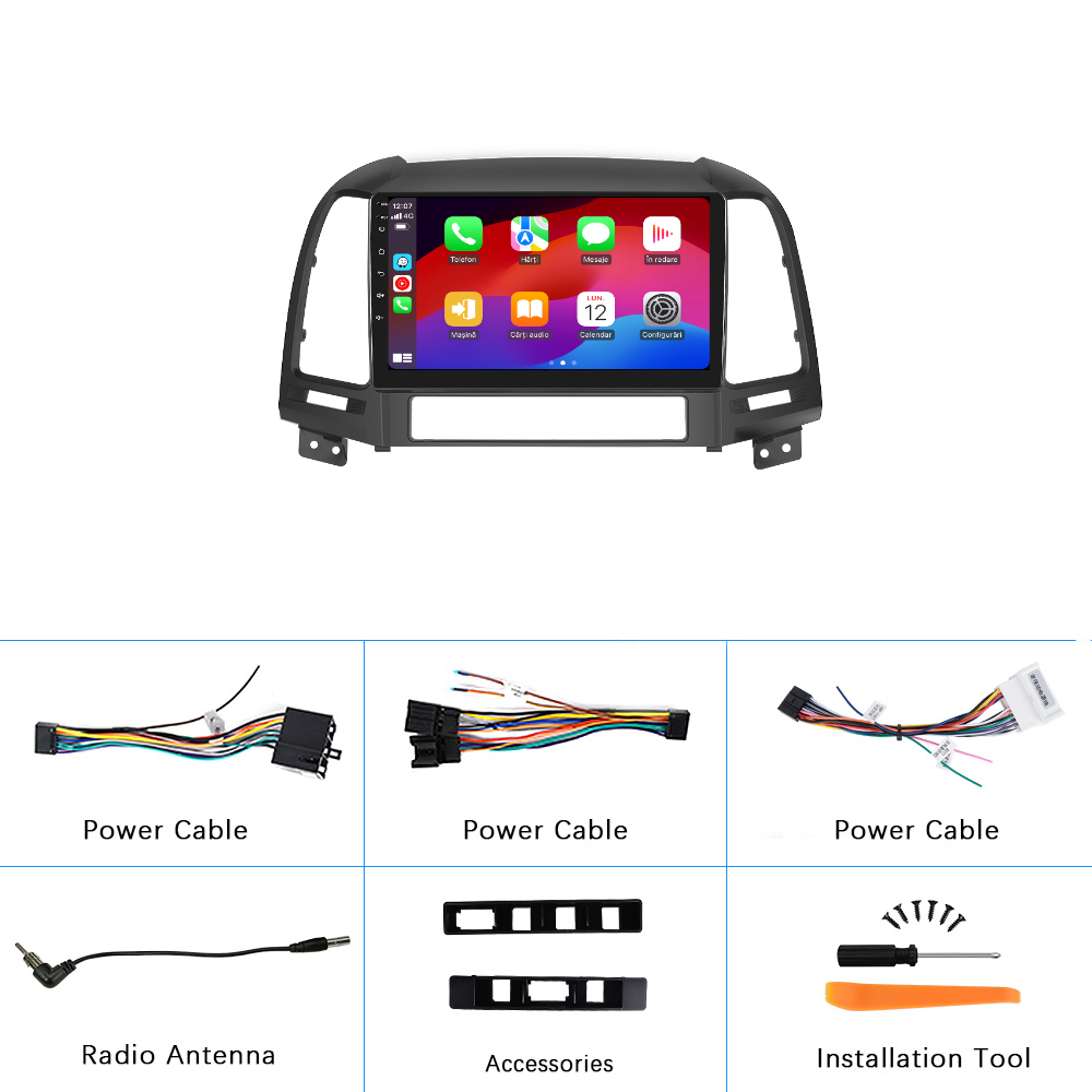 Navigatie dedicata Hyundai Santa-fe (2006-2012) 2GB RAM 32GB ROM, Android 14, Carplay si Android Auto, cooler racire, ecran HD 9 inch