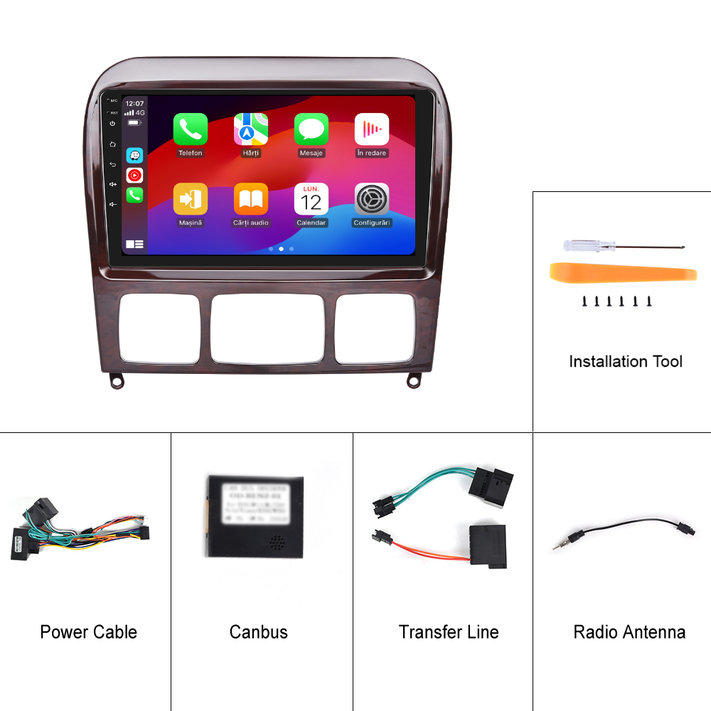 Navigatie dedicata Mercedes-Benz S-Class (1999-2007) 2GB RAM 32GB ROM, Android 14, Carplay si Android Auto, cooler racire, ecran HD 9 inch