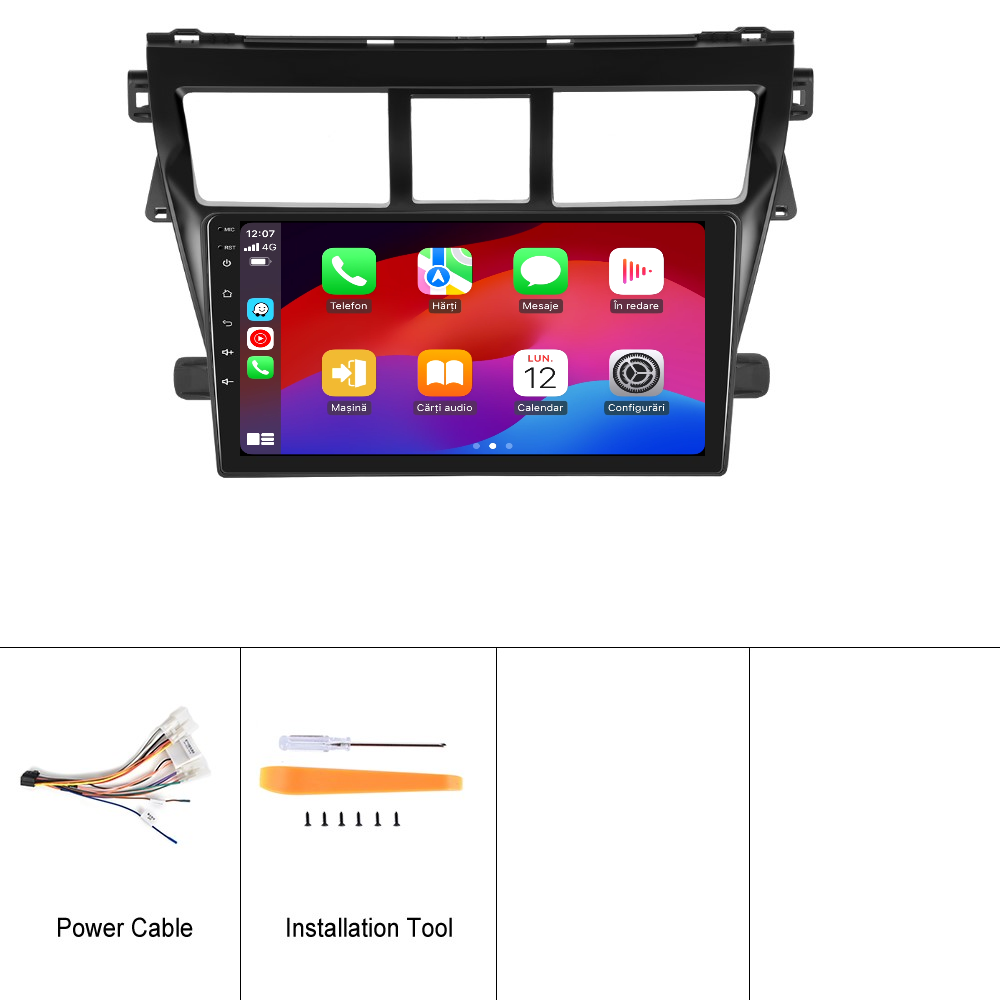 Navigatie dedicata Toyota Yaris (2007-2012) cu Android 14, 4 GB RAM 64 GB ROM, OCTA-CORE, Carplay si Android auto, Slot SIM 4G, ventilator de racire activ, ecran 9 inch HD