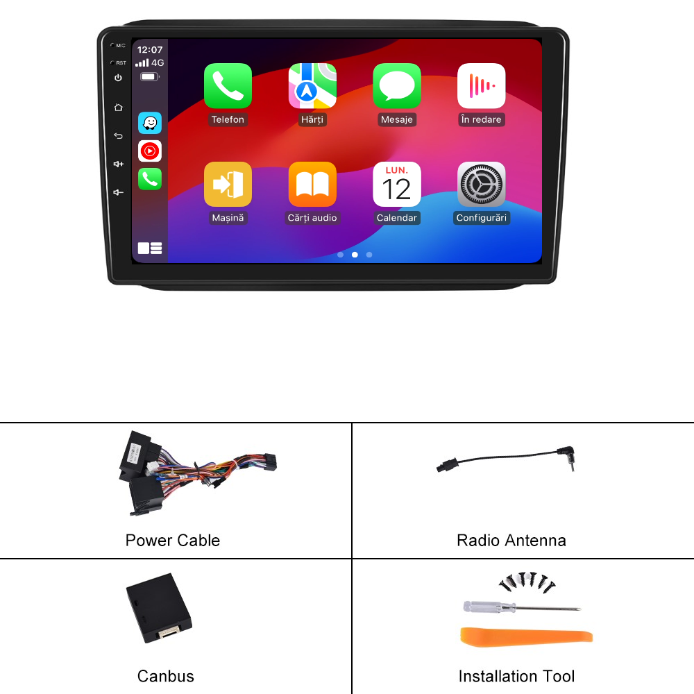 Navigatie dedicata Skoda Fabia (2008-2014) Android 14, 8 GB RAM 128 GB ROM, OCTA-CORE 2.0Mhz, Carplay si Android auto, Slot SIM 4G, ventilator de racire activ, ecran 10 inch HD
