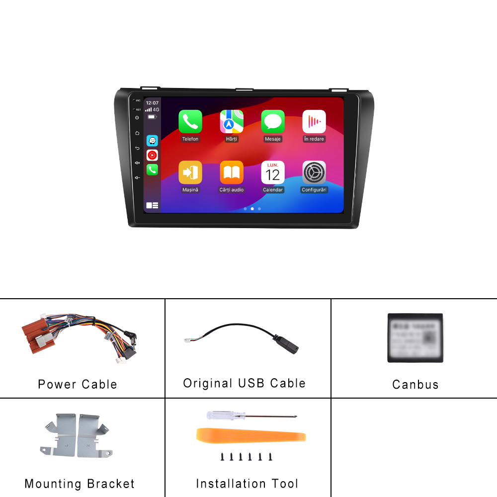 Navigatie dedicata Mazda 3 (2006-2012) 2GB RAM 32GB ROM, Android 14, Carplay si Android Auto, cooler racire, ecran HD 9 inch
