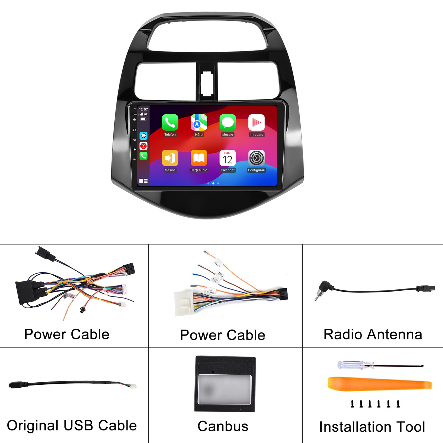 Navigatie dedicata Chevrolet Spark (2011-2014) cu Android 14, 4 GB RAM 64 GB ROM, OCTA-CORE, Carplay si Android auto, Slot SIM 4G, ventilator de racire activ, ecran 9 inch HD