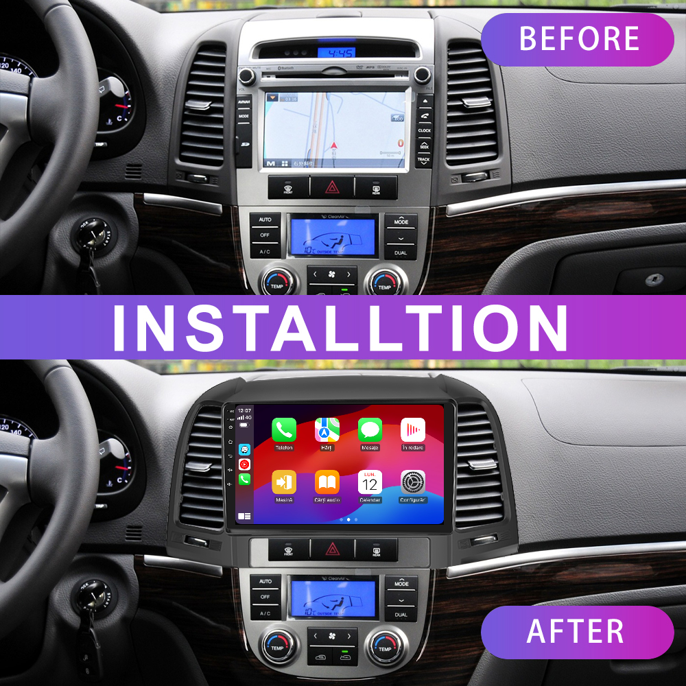 Navigatie dedicata Hyundai Santa-fe (2006-2012) 2GB RAM 32GB ROM, Android 14, Carplay si Android Auto, cooler racire, ecran HD 9 inch