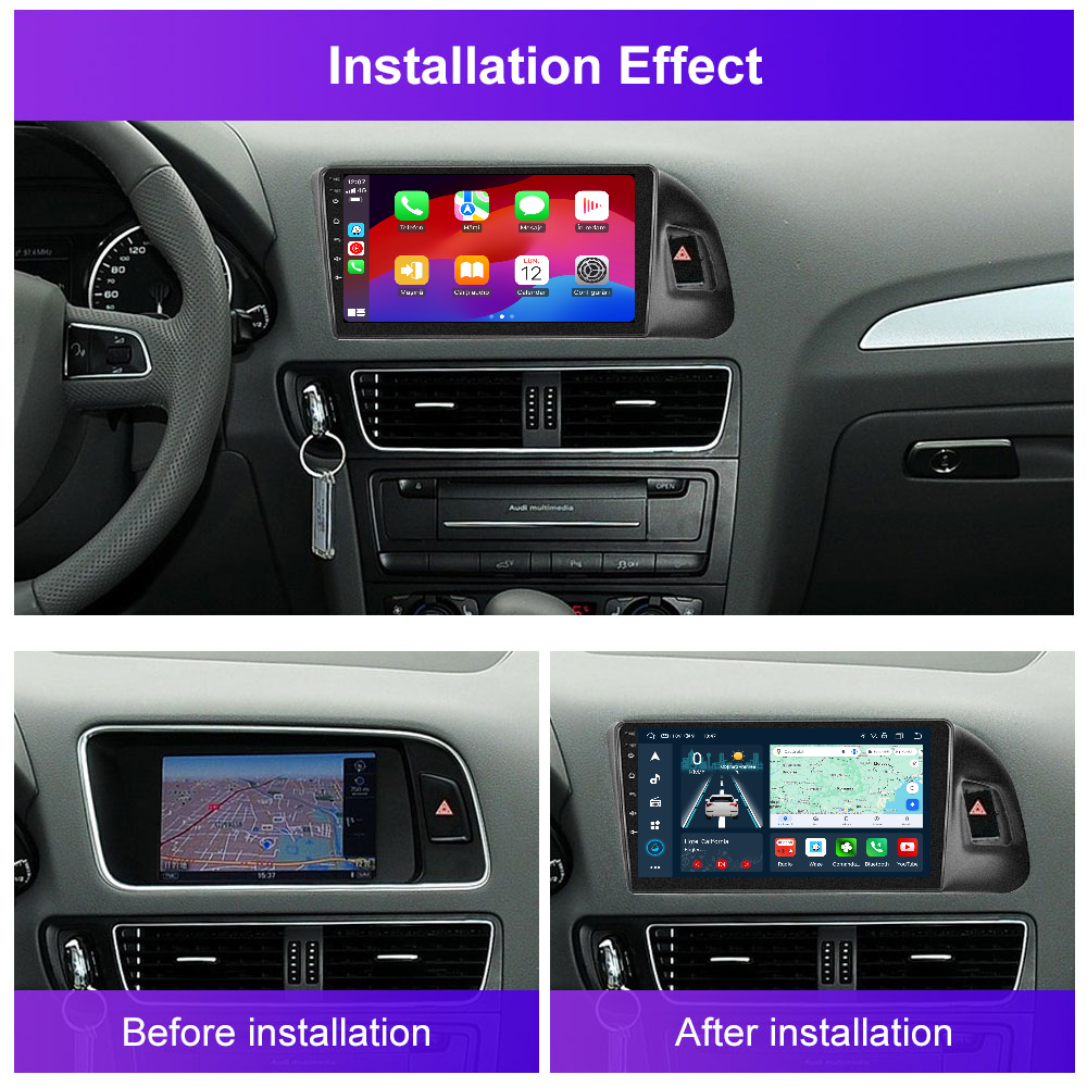 Navigatie dedicata Audi Q5 (2010-2018) Android 14, 8 GB RAM 128 GB ROM, OCTA-CORE 2.0Mhz, Carplay si Android auto, Slot SIM 4G, ventilator de racire activ, ecran 9 inch HD
