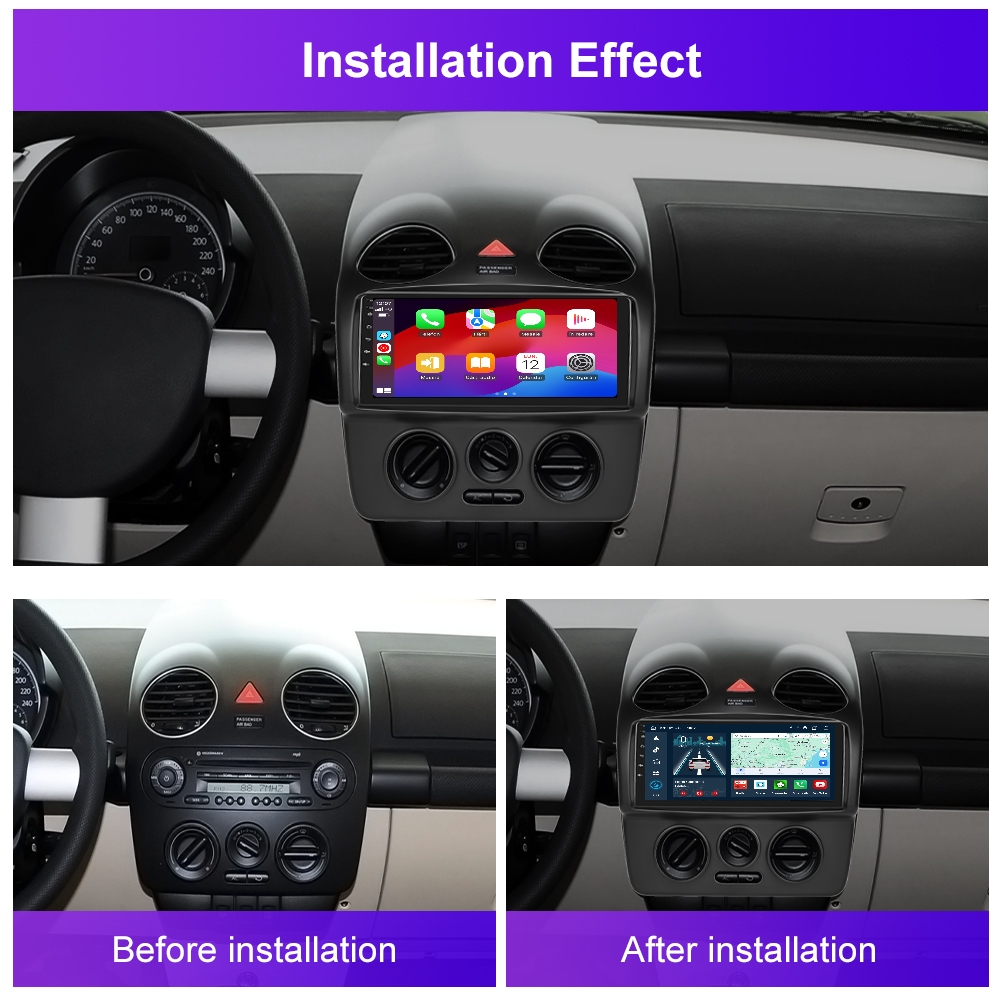 Navigatie dedicata Volkswagen Beetle (2004-2010) Android 14, 8 GB RAM 128 GB ROM, OCTA-CORE 2.0Mhz, Carplay si Android auto, Slot SIM 4G, ventilator de racire activ, ecran 9 inch HD