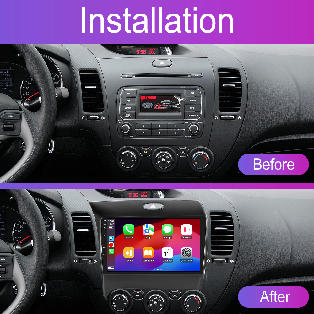 Navigatie dedicata Kia Cerato K3 (2013-2016) 2GB RAM 32GB ROM, Android 14, Carplay si Android Auto, cooler racire, ecran HD 9 inch