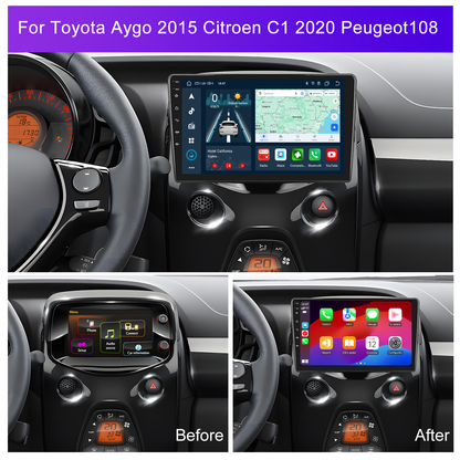 Navigatie dedicata Toyota Aygo 201|Citroen C1 2020|Peugeot 108 2GB RAM 32GB ROM, Android 14, Carplay si Android Auto, cooler racire, ecran HD 9 inch