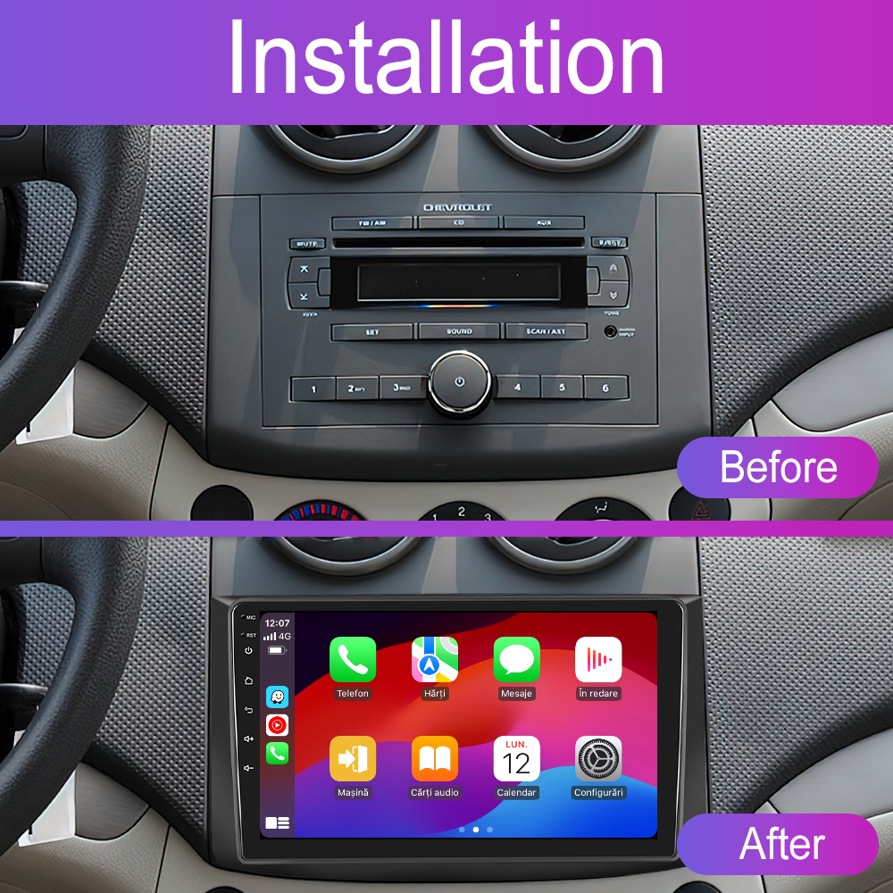 Navigatie dedicata Chevrolet Aveo (2006-2010) cu Android 14, 4 GB RAM 64 GB ROM, OCTA-CORE, Carplay si Android auto, Slot SIM 4G, ventilator de racire activ, ecran 9 inch HD