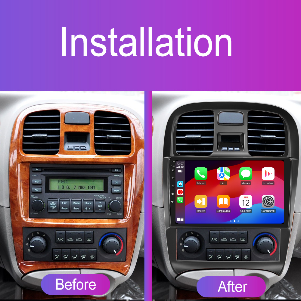 Navigatie dedicata Hyundai Sonata (2004-2009) 2GB RAM 32GB ROM, Android 14, Carplay si Android Auto, cooler racire, ecran HD 9 inch