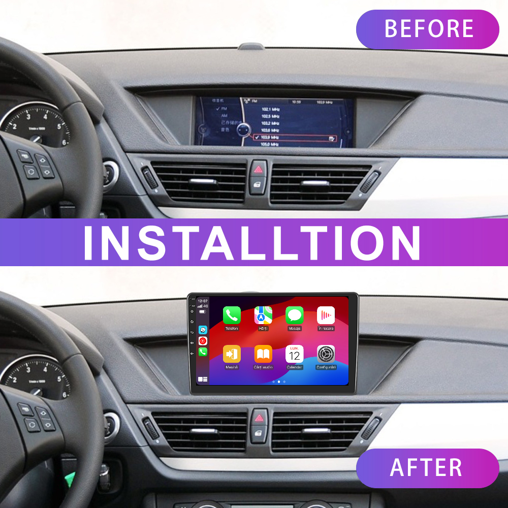 Navigatie dedicata BMW X1 (2010-2016) 2GB RAM 32GB ROM, Android 14, Carplay si Android Auto, cooler racire, ecran HD 10.1 inch