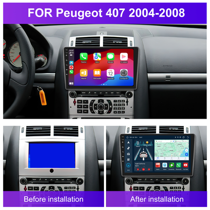 Navigatie dedicata Peugeot 407 (2004-2008) Android 14, 8 GB RAM 128 GB ROM, OCTA-CORE 2.0Mhz, Carplay si Android auto, Slot SIM 4G, ventilator de racire activ, ecran 9 inch HD
