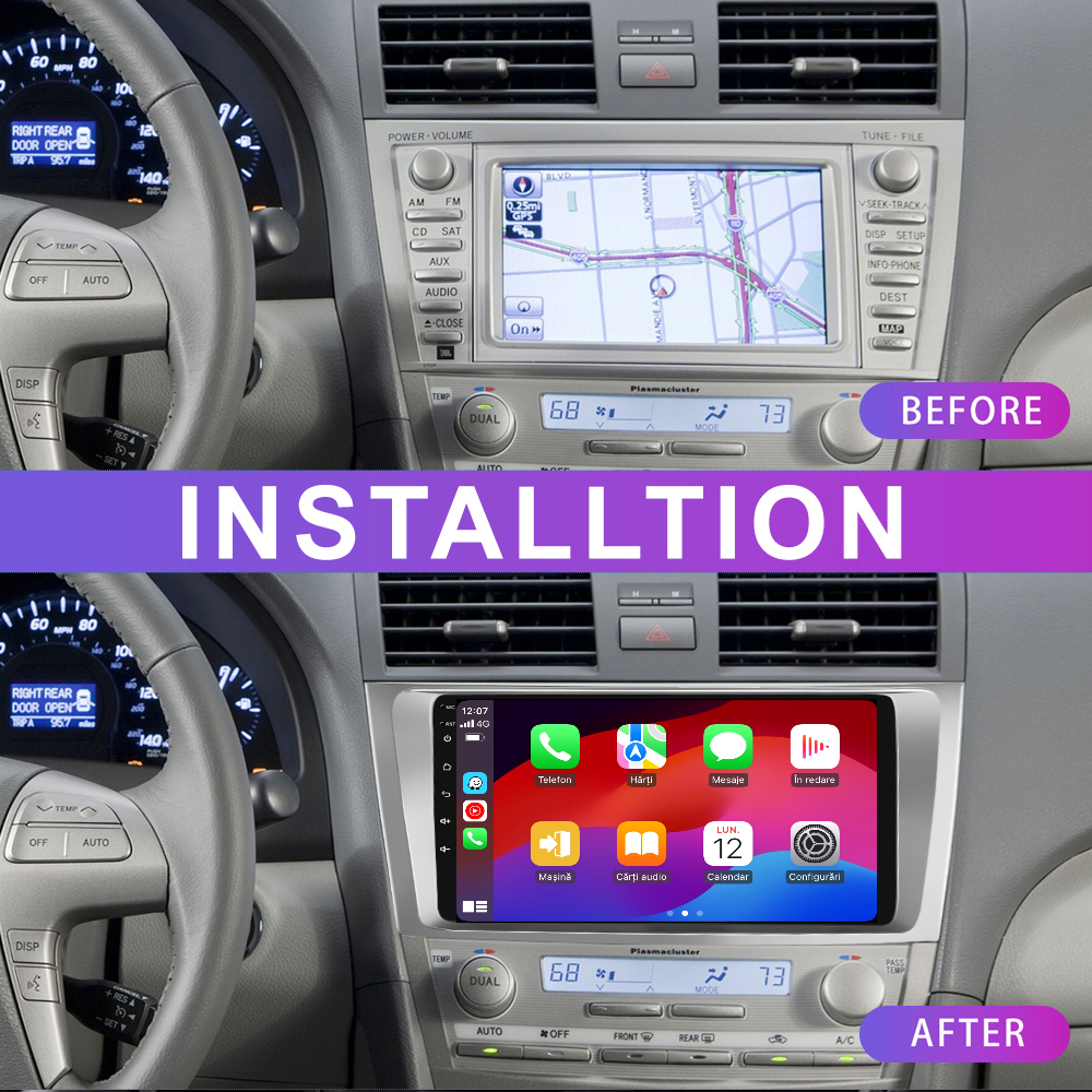 Navigatie dedicata Toyota Camry (2006-2011) 2GB RAM 32GB ROM, Android 14, Carplay si Android Auto, cooler racire, ecran HD 9 inch