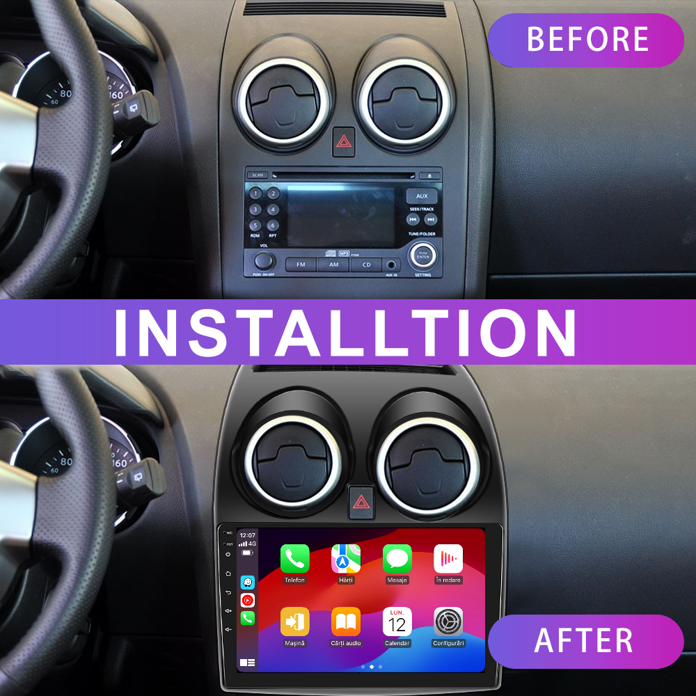 Navigatie dedicata Nissan Qashqai J10 (2006-2013) 2GB RAM 32GB ROM, Android 14, Carplay si Android Auto, cooler racire, ecran HD 9 inch