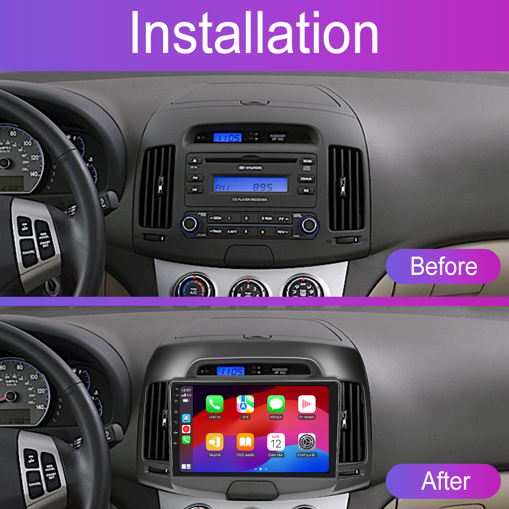 Navigatie dedicata Hyundai Elantra (2007-2010) 2GB RAM 32GB ROM, Android 14, Carplay si Android Auto, cooler racire, ecran HD 9 inch