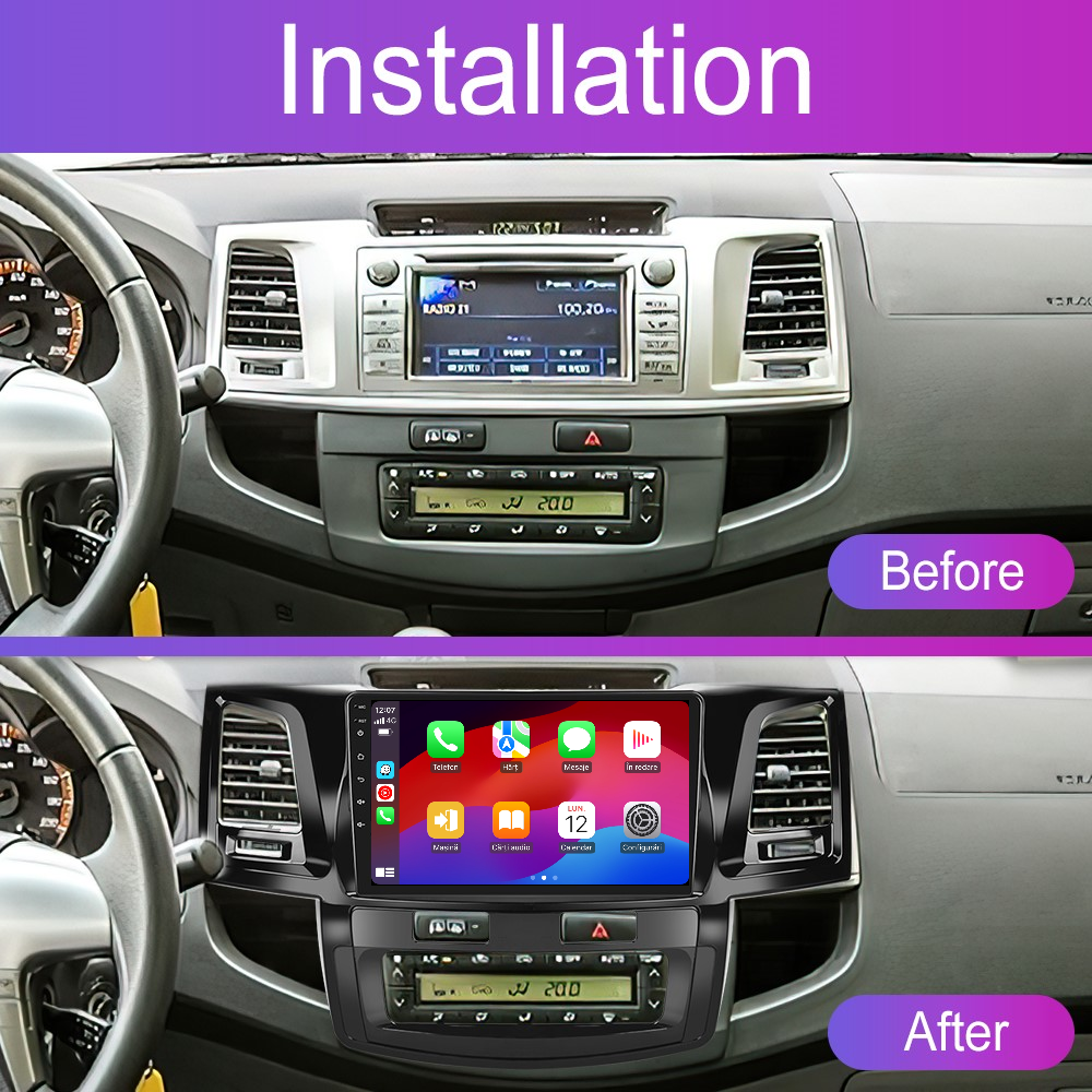 Navigatie dedicata Toyota HILUX (2005-2014) 2GB RAM 32GB ROM, Android 14, Carplay si Android Auto, cooler racire, ecran HD 9 inch