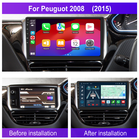 Navigatie dedicata Peugeot 2008 (2012-2018) 2GB RAM 32GB ROM, Android 14, Carplay si Android Auto, cooler racire, ecran HD 10.1 inch