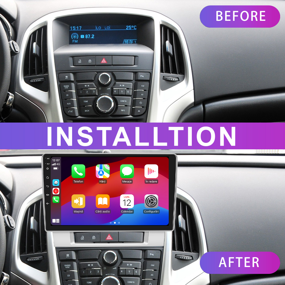 Navigatie dedicata Opel Astra J (2009-2018) 2GB RAM 32GB ROM, Android 14, Carplay si Android Auto, cooler racire, ecran HD 9 inch