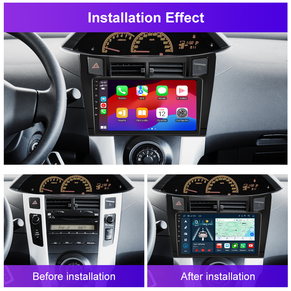 Navigatie dedicata Toyota Yaris (2008-2011) Android 14, 8 GB RAM 128 GB ROM, OCTA-CORE 2.0Mhz, Carplay si Android auto, Slot SIM 4G, ventilator de racire activ, ecran 9 inch HD