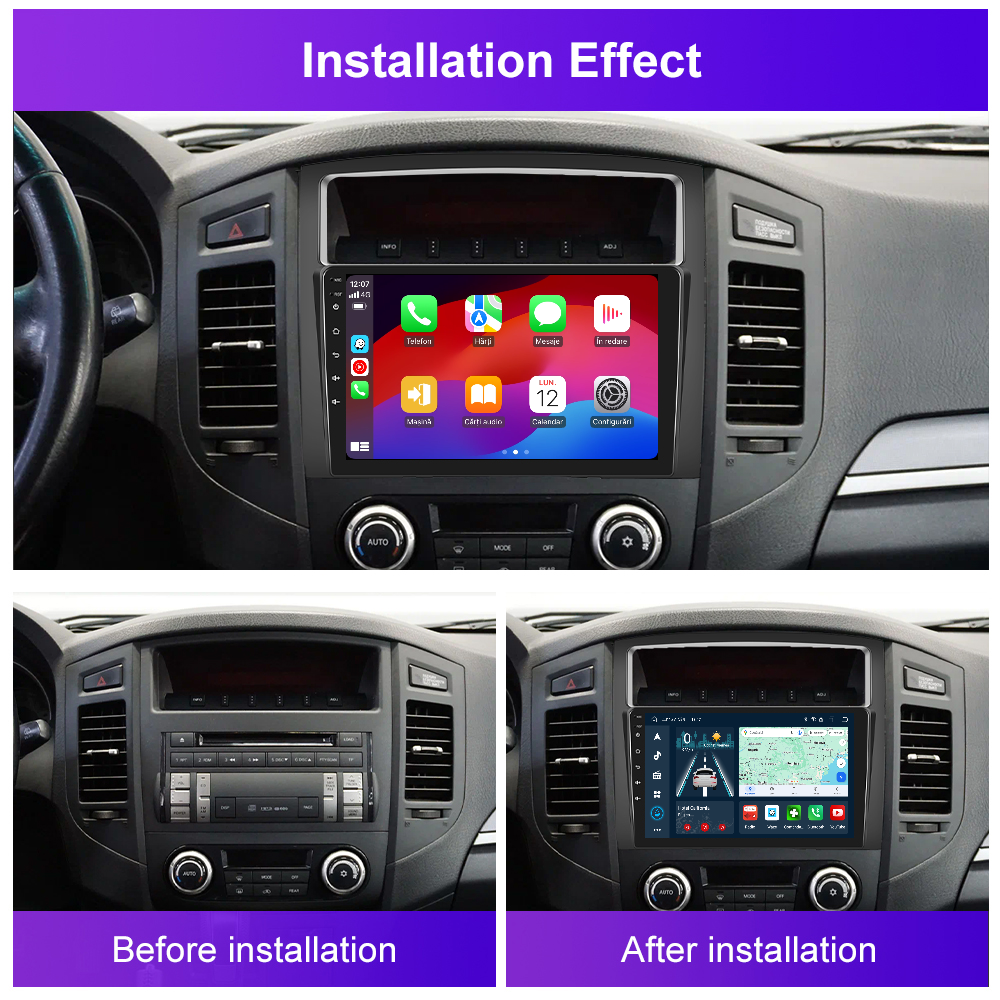 Navigatie dedicata Mitsubishi Pajero (2006-2020) 2GB RAM 32GB ROM, Android 14, Carplay si Android Auto, cooler racire, ecran HD 9 inch